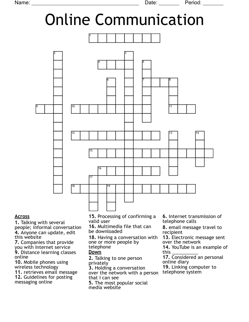 Online Communication Crossword