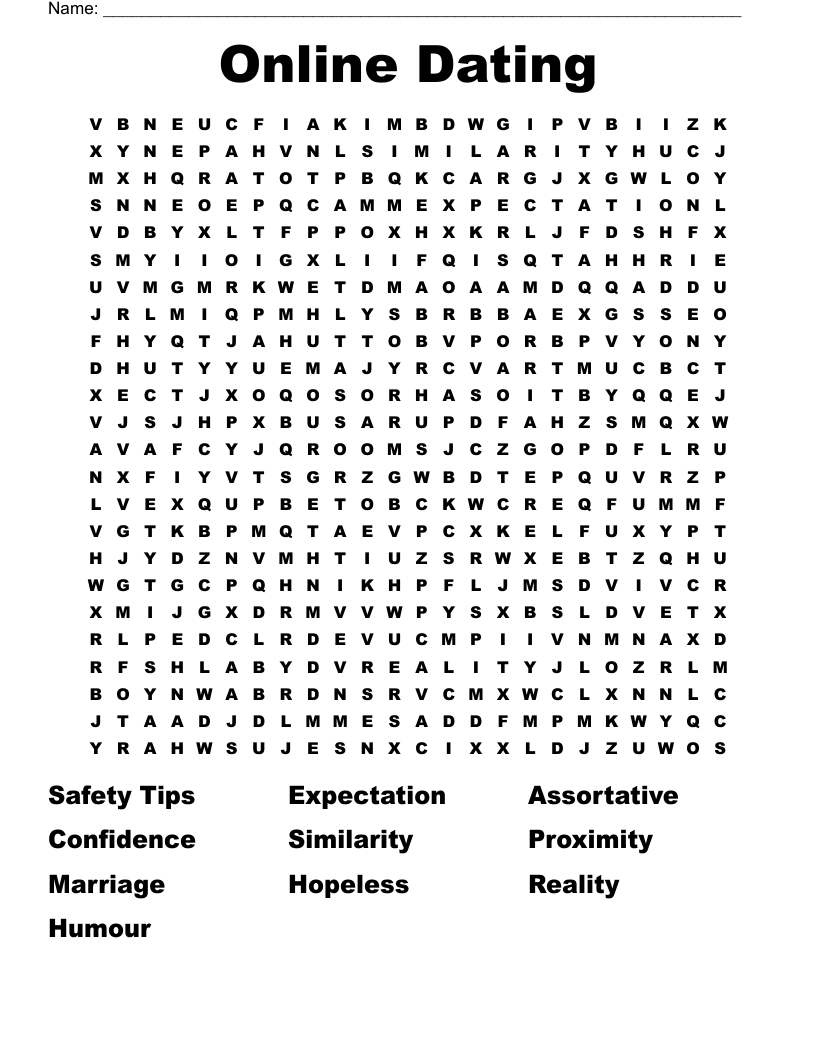 Online Dating  Word Search