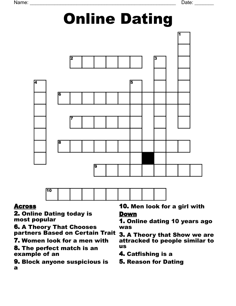 Online Dating  Crossword