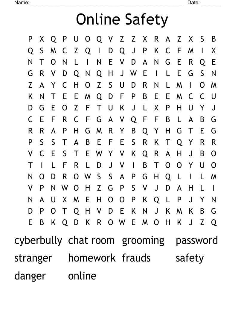 Online Safety Word Search