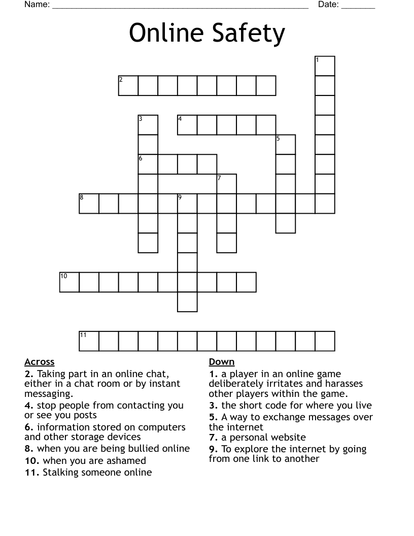 Online Safety Crossword