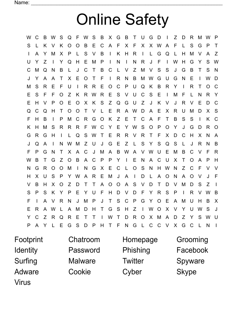 Online Safety Word Search