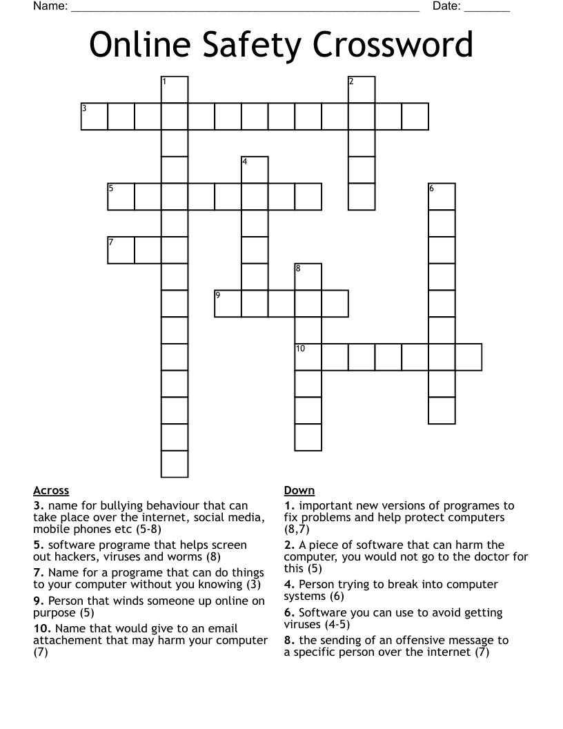Online Safety Crossword