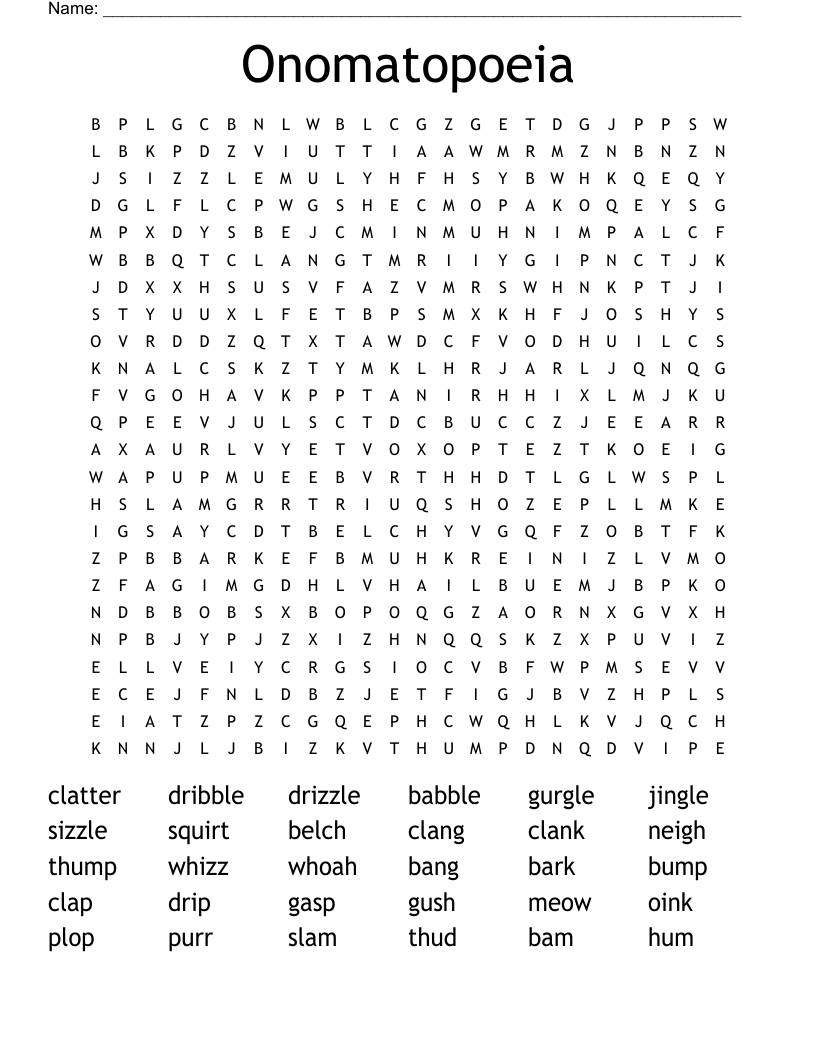 Onomatopoeia Word Search