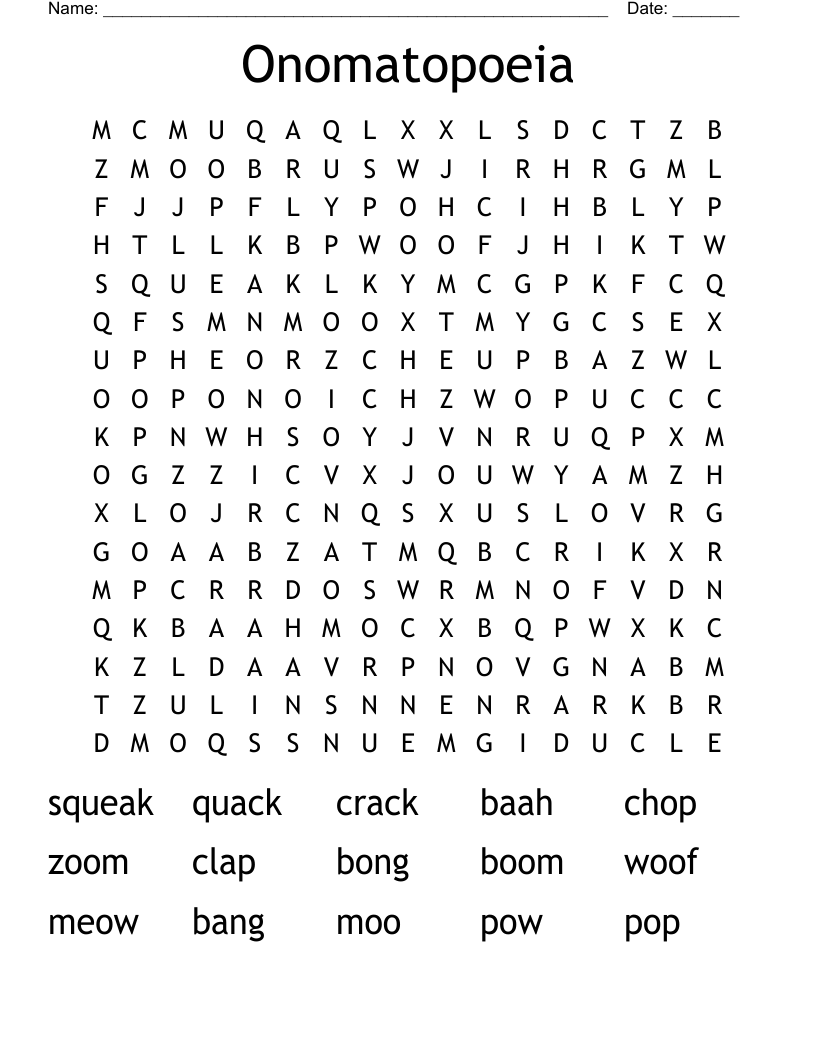 Onomatopoeia Word Search