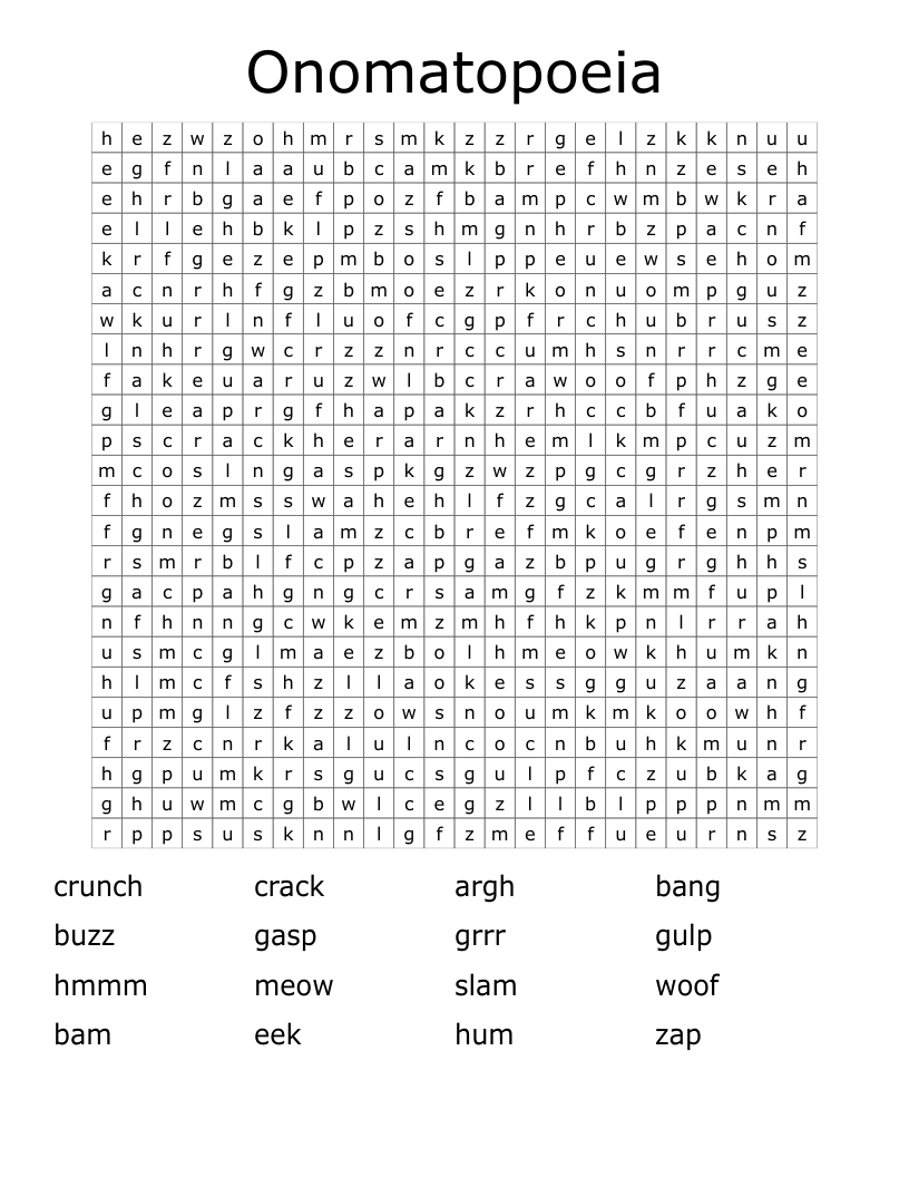 Onomatopoeia Word Search