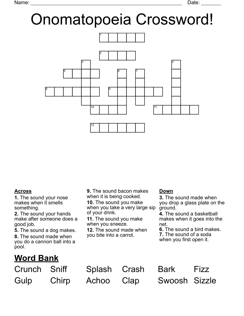 Onomatopoeia Crossword!