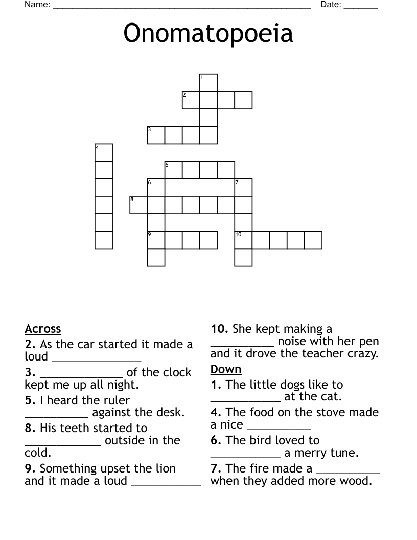 Onomatopoeia  Crossword