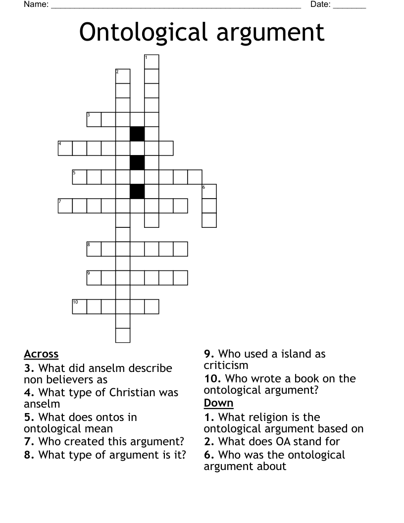 Ontological argument Crossword