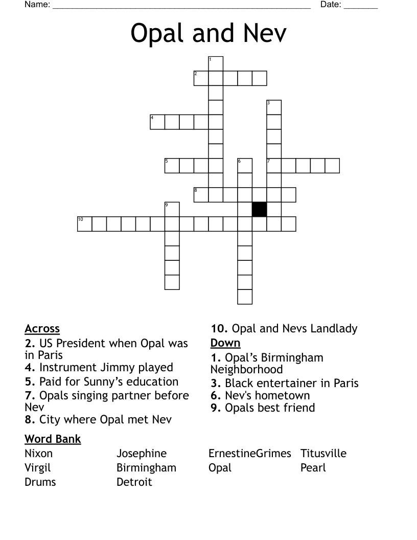 Opal and Nev Crossword
