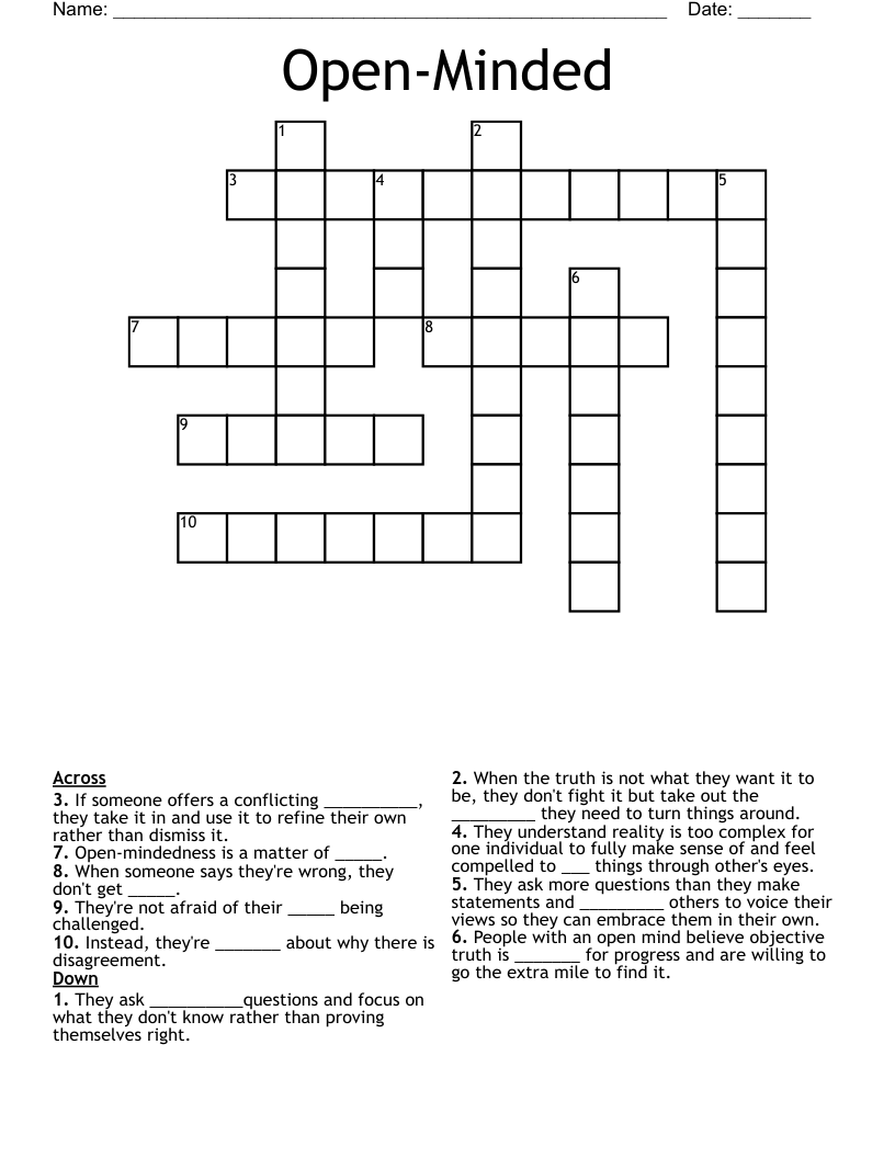 Open-Minded Crossword