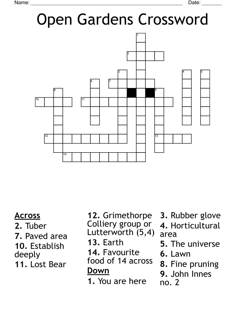 Open Gardens Crossword
