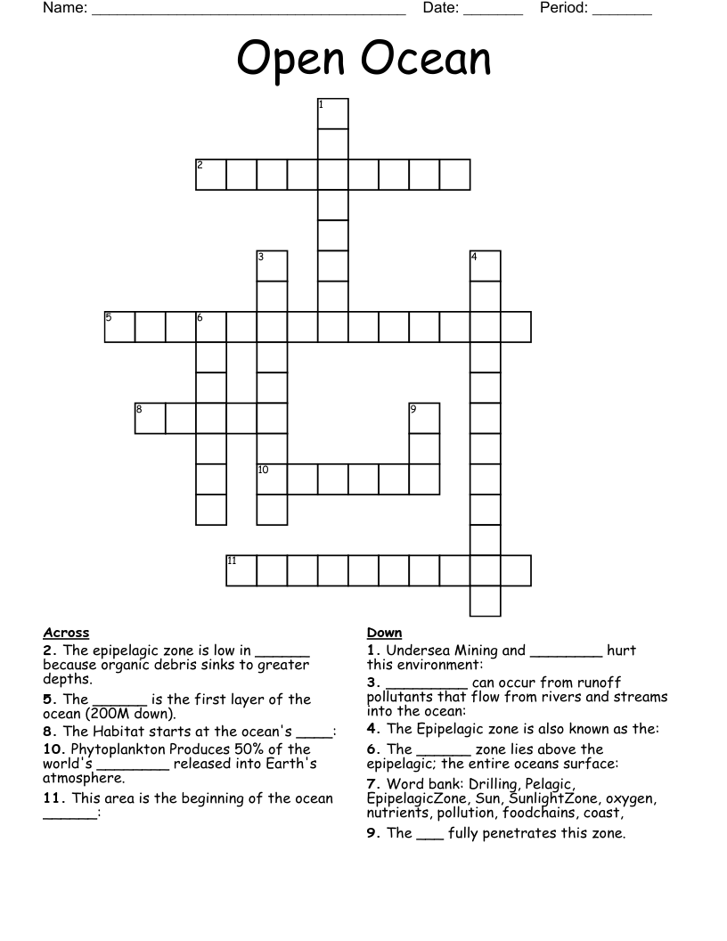 Open Ocean Crossword