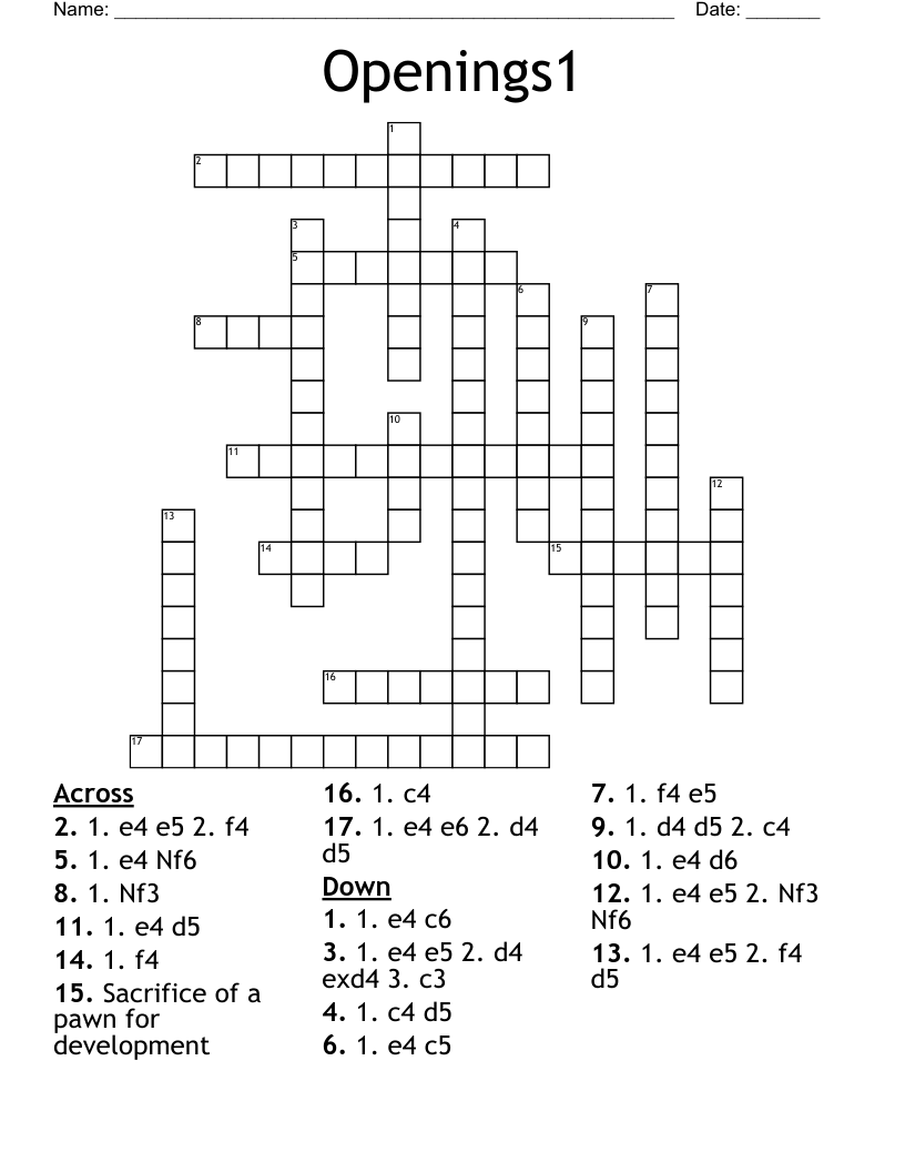 Openings1 Crossword