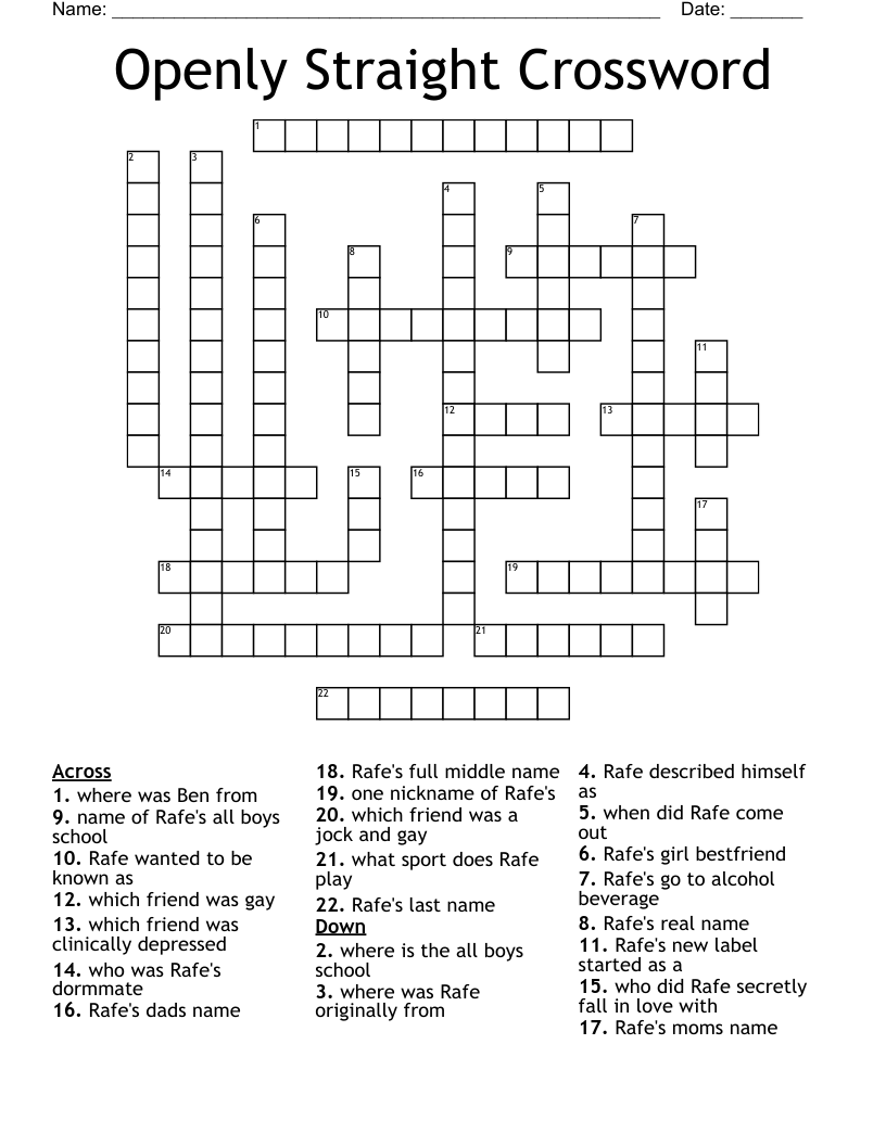 Openly Straight Crossword