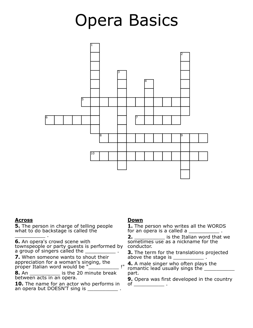 Opera Basics Crossword
