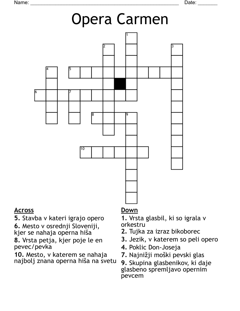 Opera Carmen Crossword
