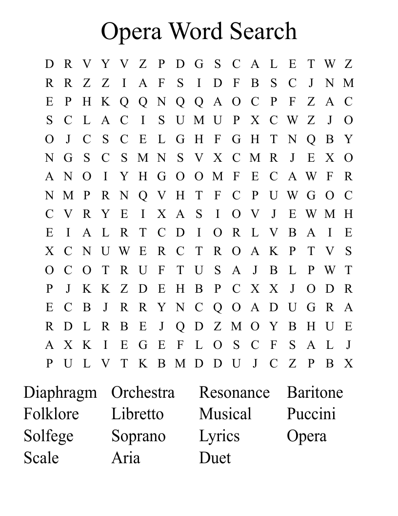 Opera Word Search