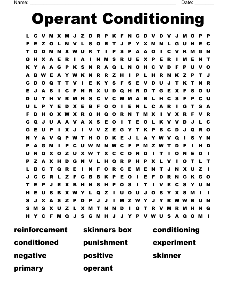 Operant Conditioning Word Search