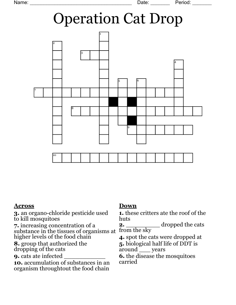Operation Cat Drop Crossword