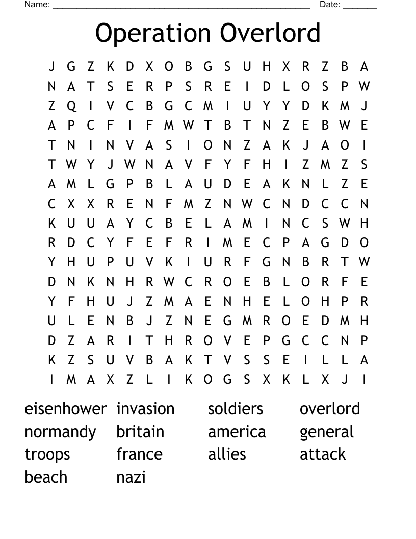 Operation Overlord Word Search