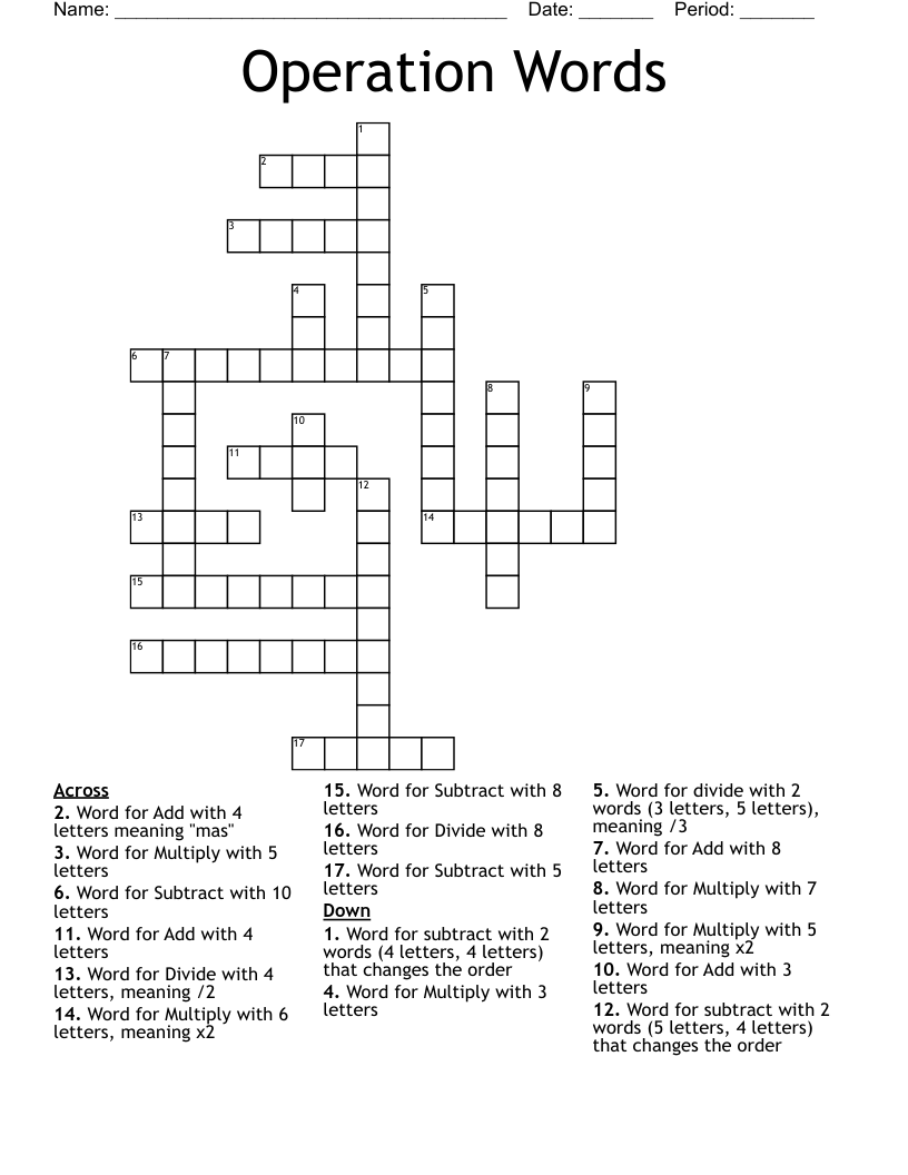 Operation Words Crossword