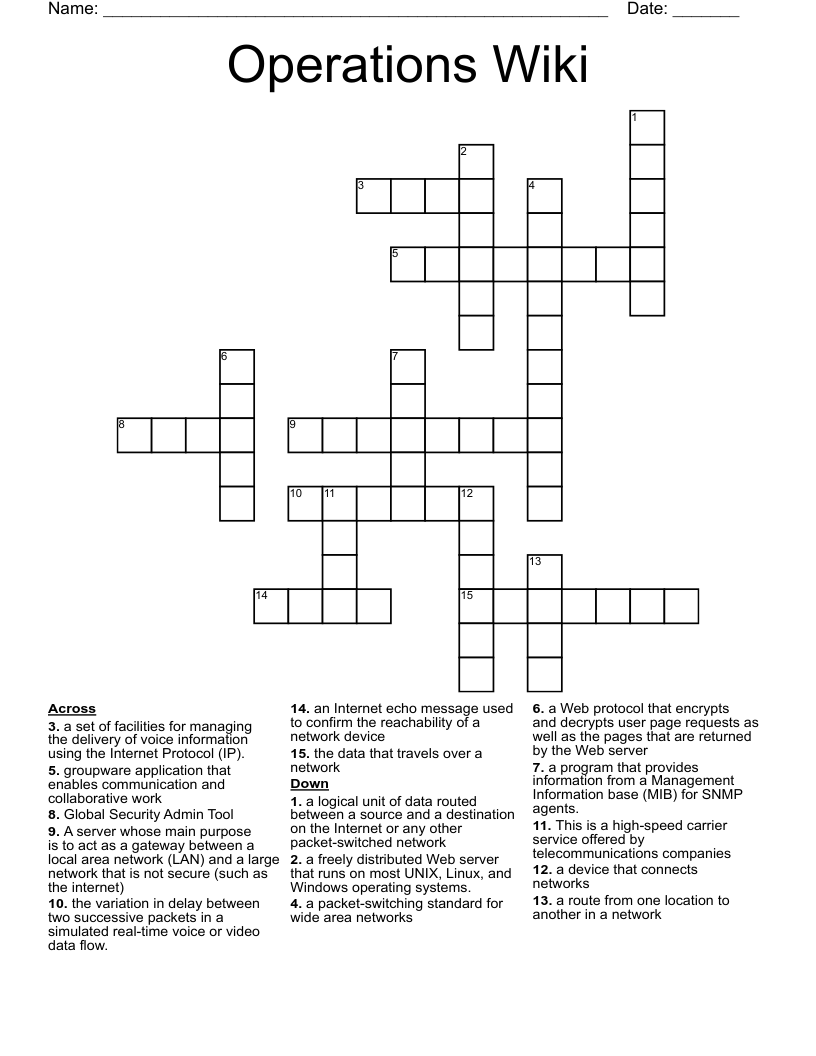 Operations Wiki Crossword