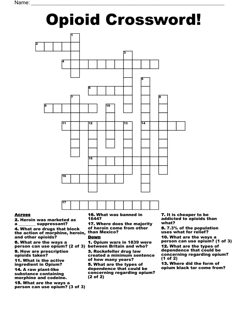 Opioid Crossword!