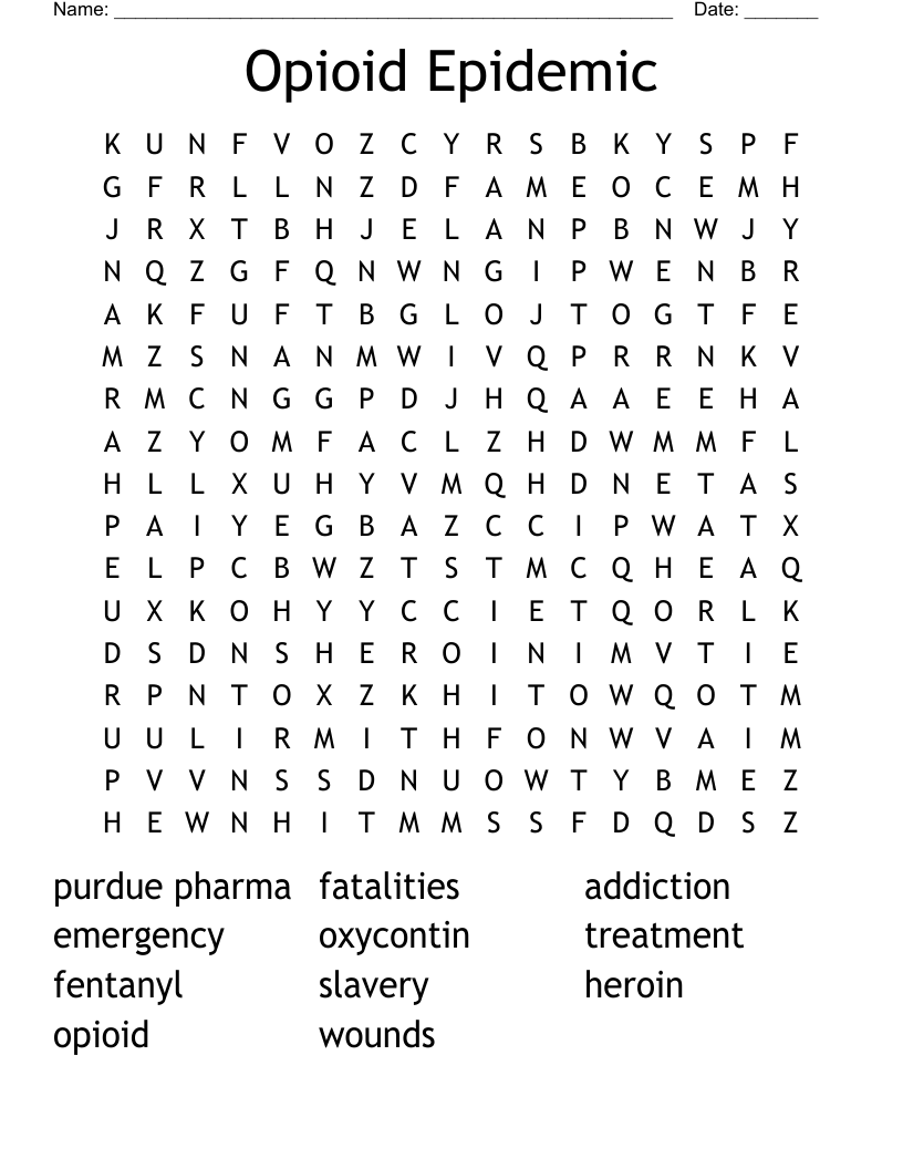 Opioid Epidemic Word Search
