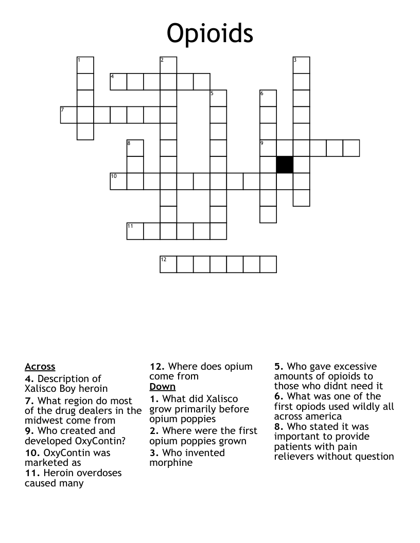 Opioids Crossword