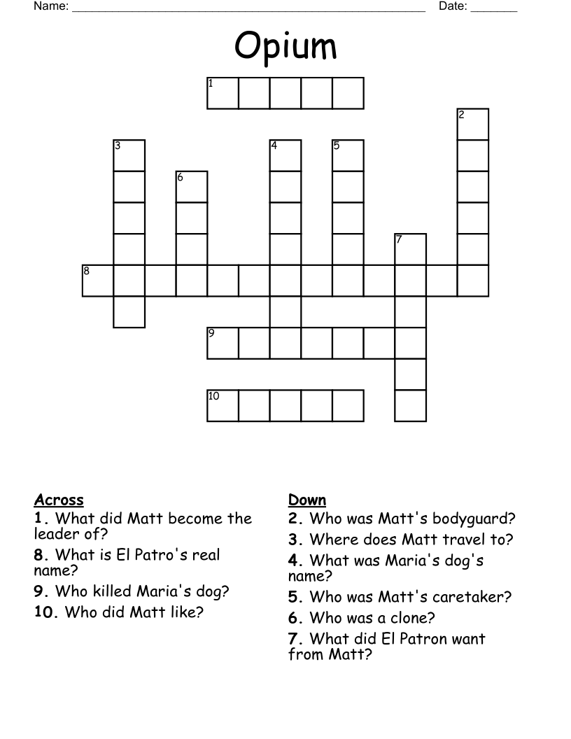 Opium Crossword