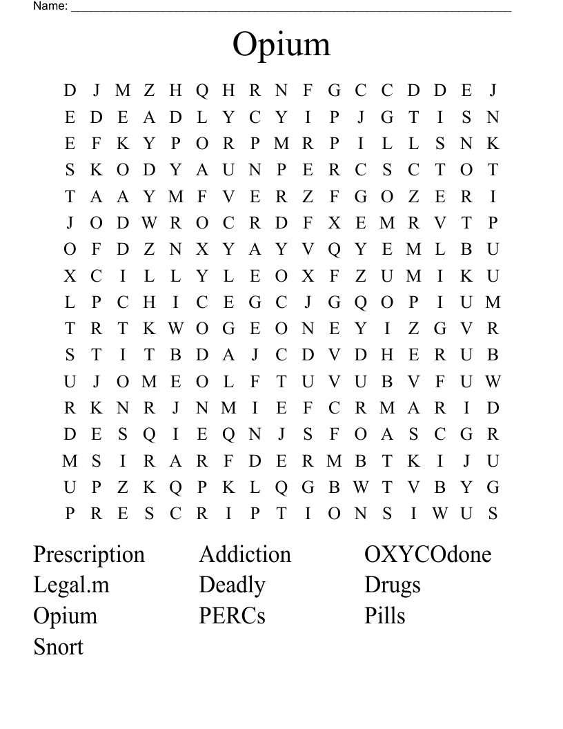 Opium  Word Search