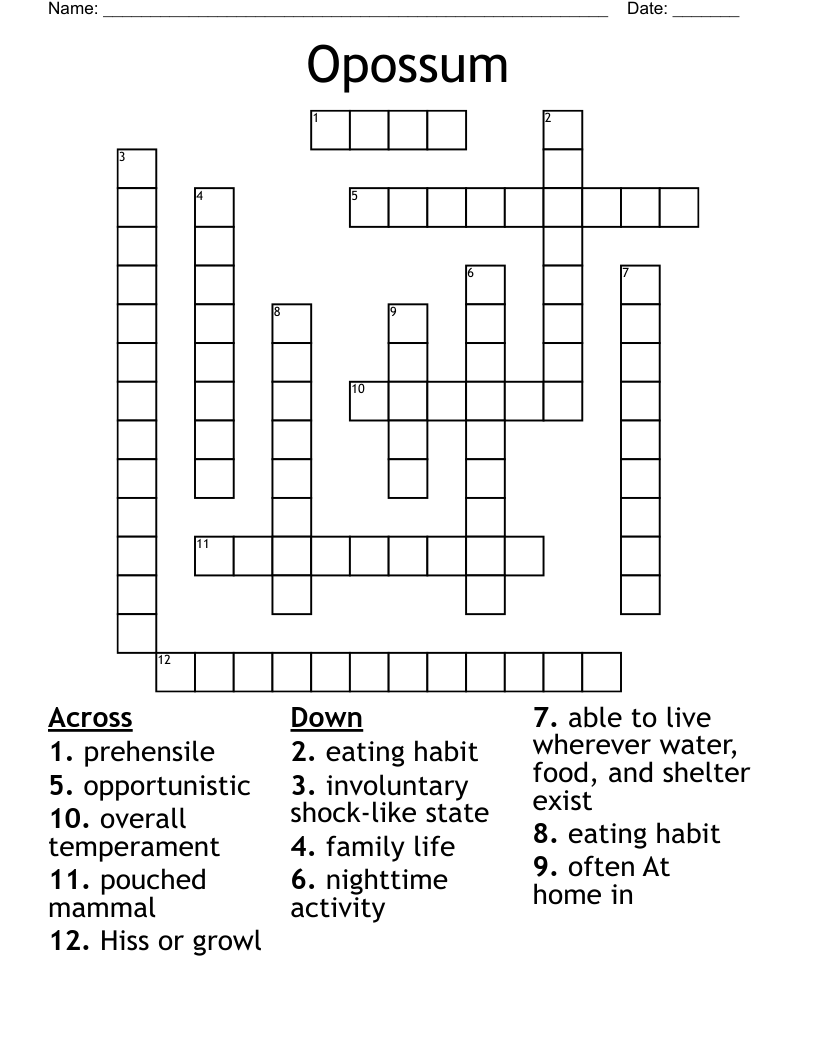 Opossum Crossword