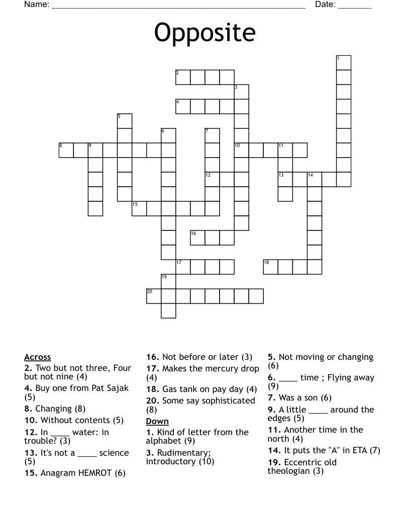 Opposite Crossword