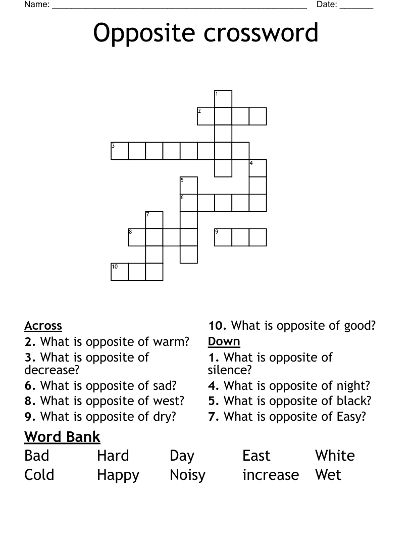 Opposite crossword
