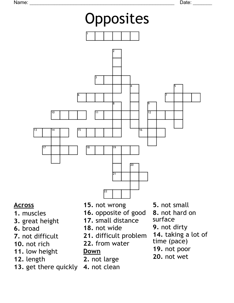 Opposites Crossword