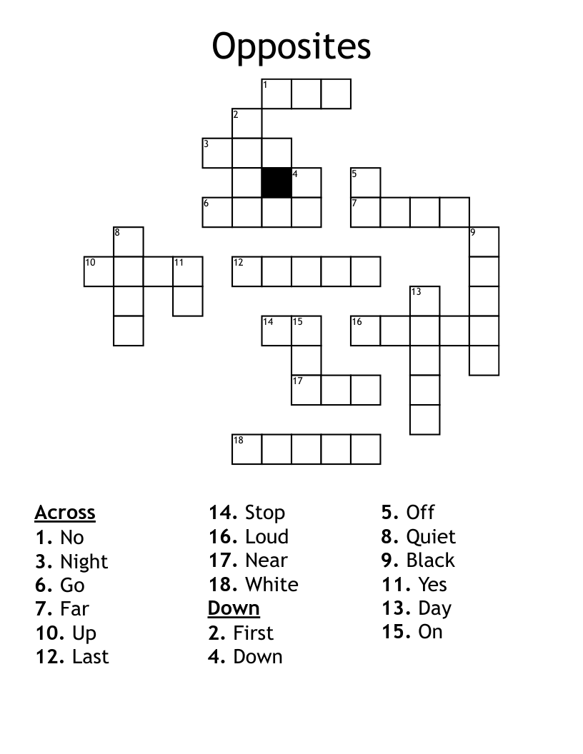 Opposites Crossword
