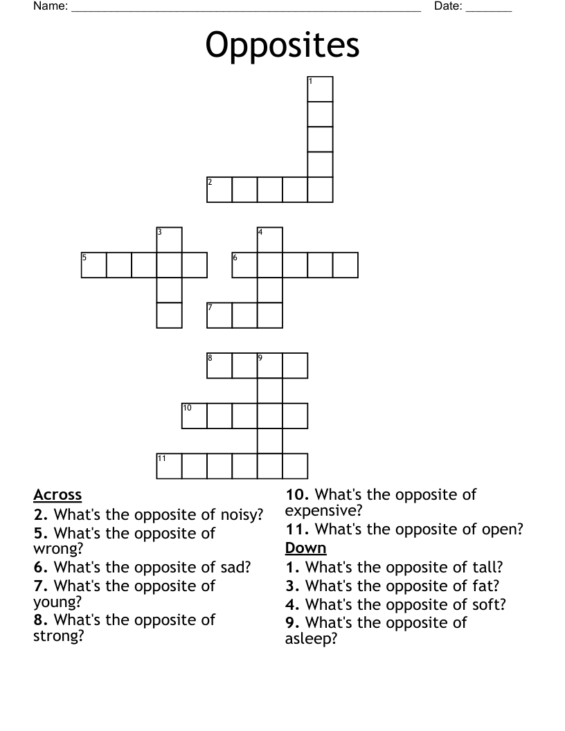 Opposites Crossword