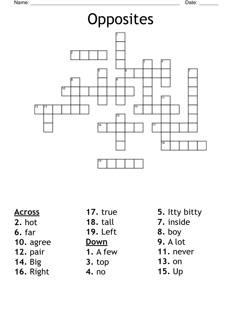 Opposites Crossword