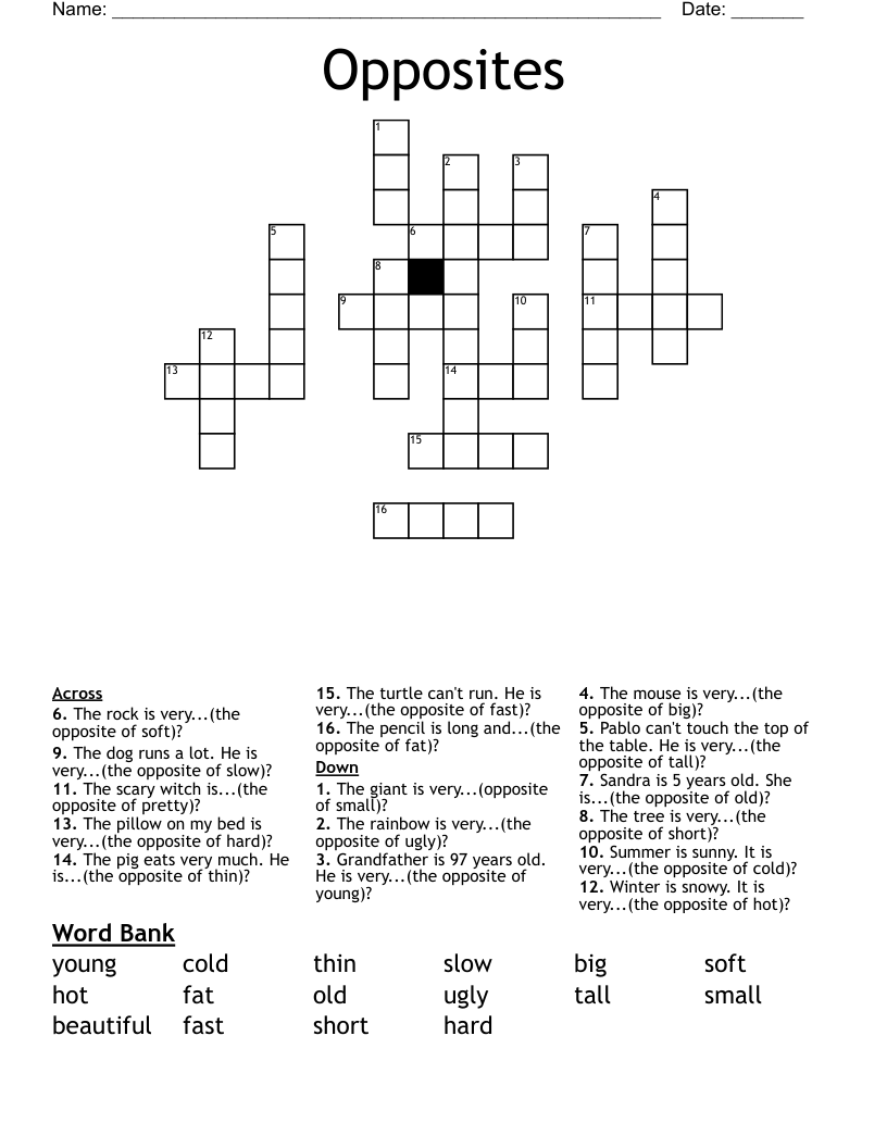 Opposites  Crossword