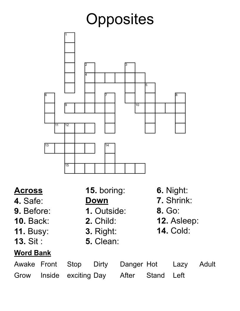 Opposites  Crossword