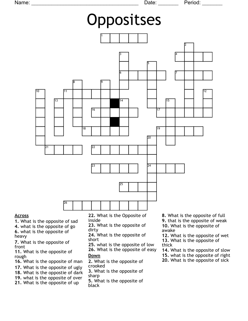 Oppositses Crossword