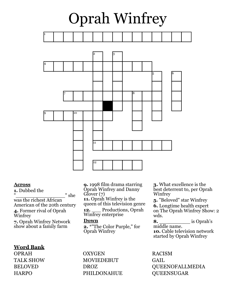 Oprah Winfrey  Crossword
