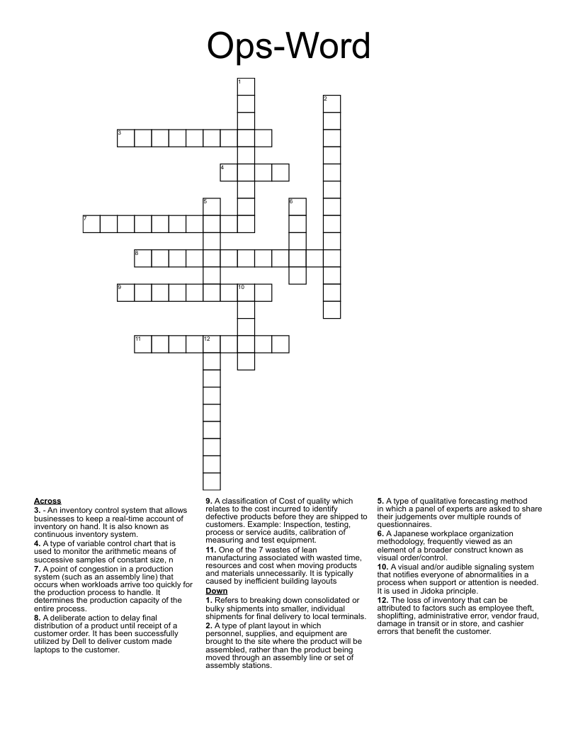 Ops-Word Crossword