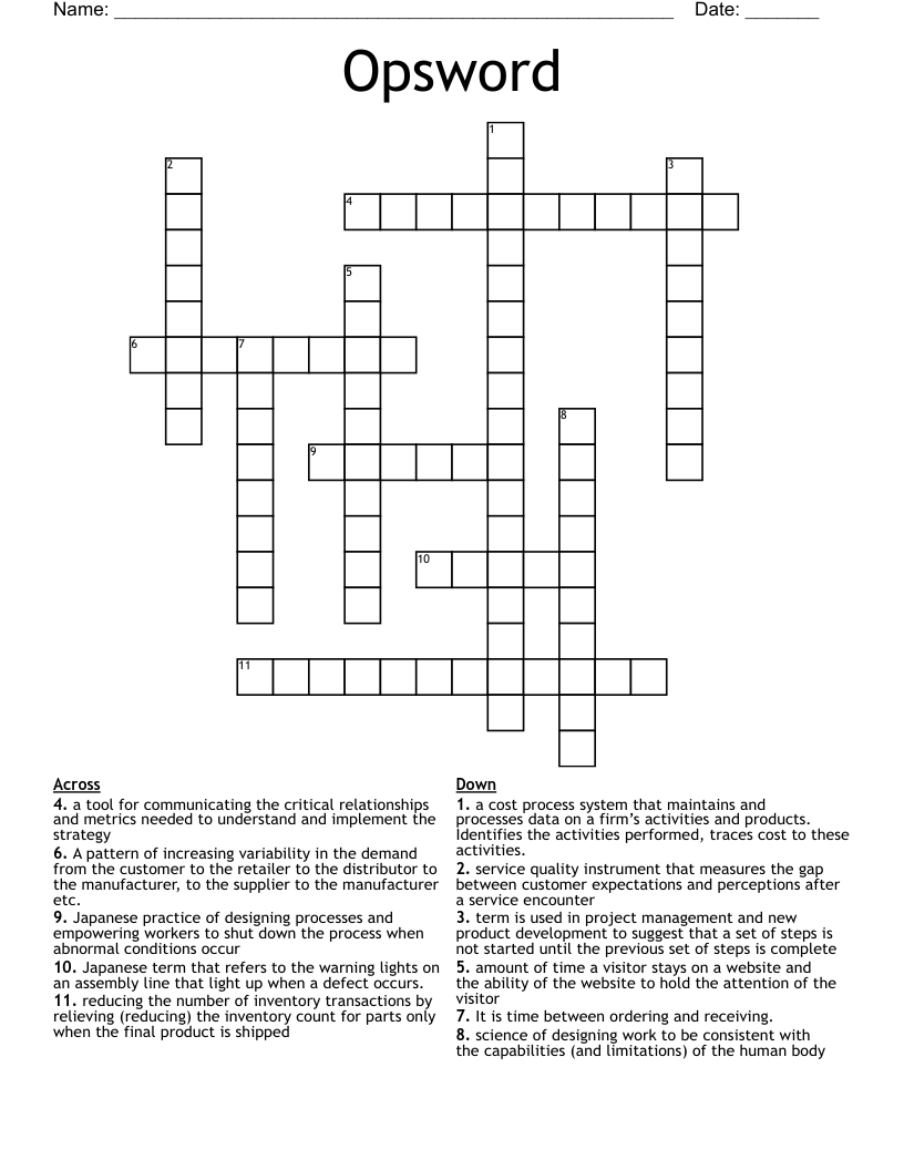 Opsword Crossword
