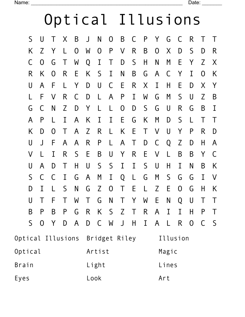 Optical Illusions Word Search