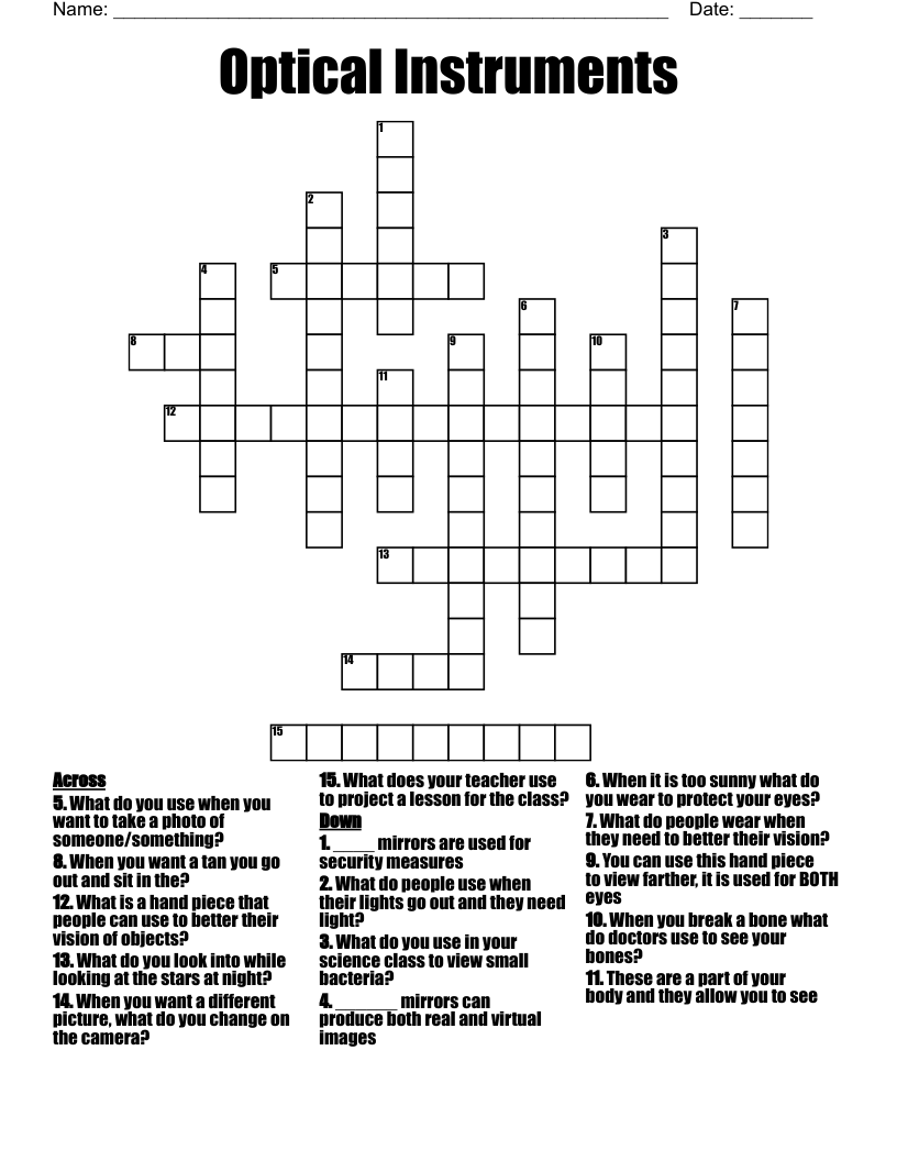 Optical Instruments Crossword