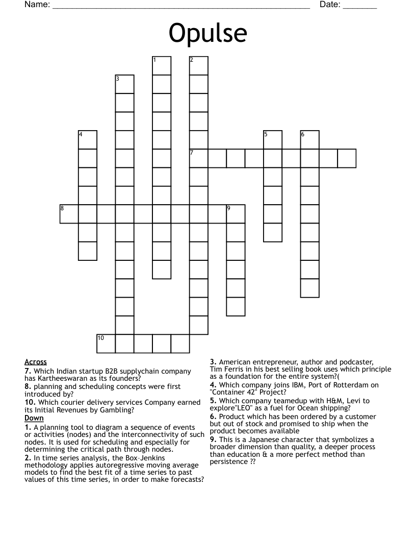 Opulse Crossword