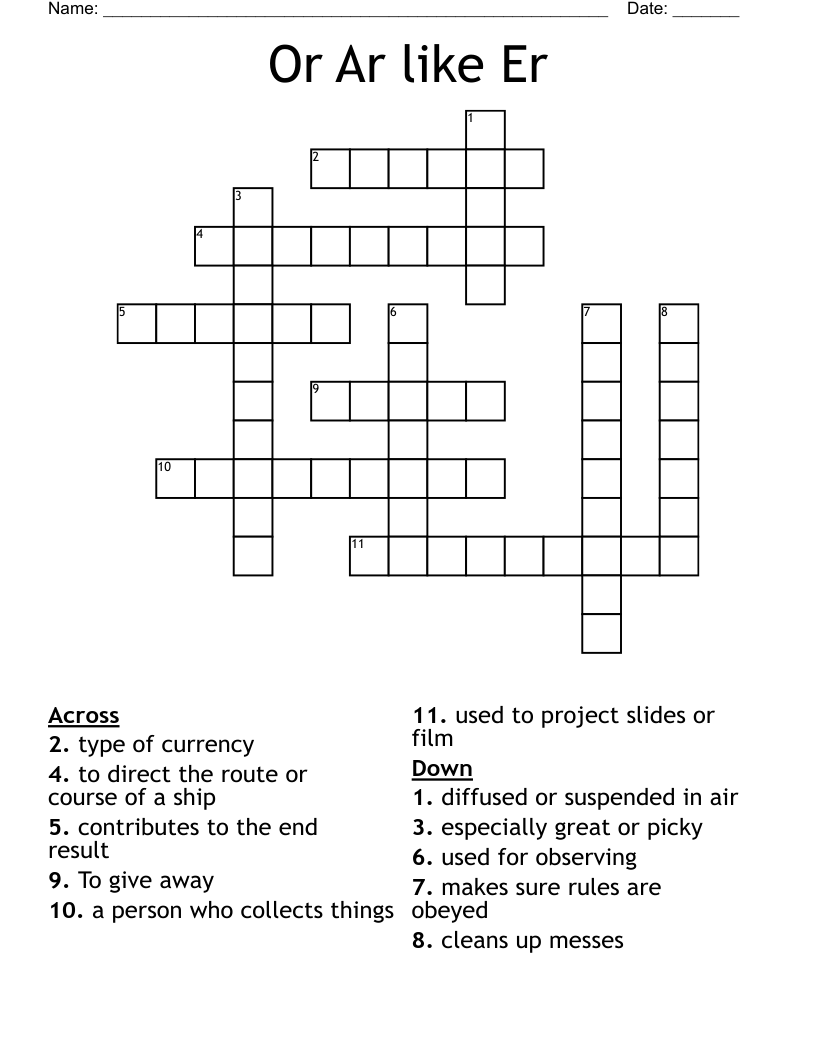 Or Ar like Er Crossword