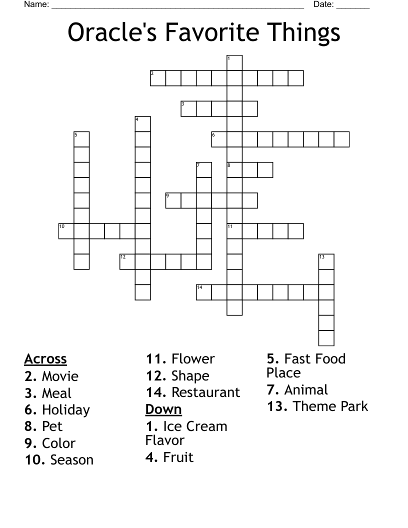Oracle's Favorite Things Crossword
